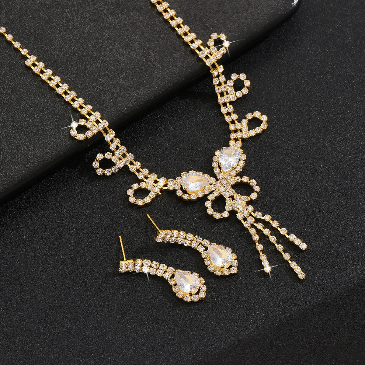 Gold Plated Zircon Butterfly Jewelry Set