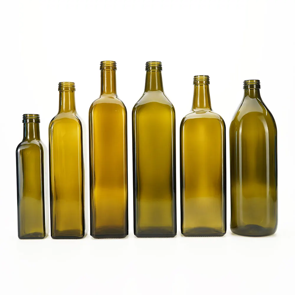 Vista Food Grade 250ml 500ml 750ml 1000ml Square Antique Green Glass