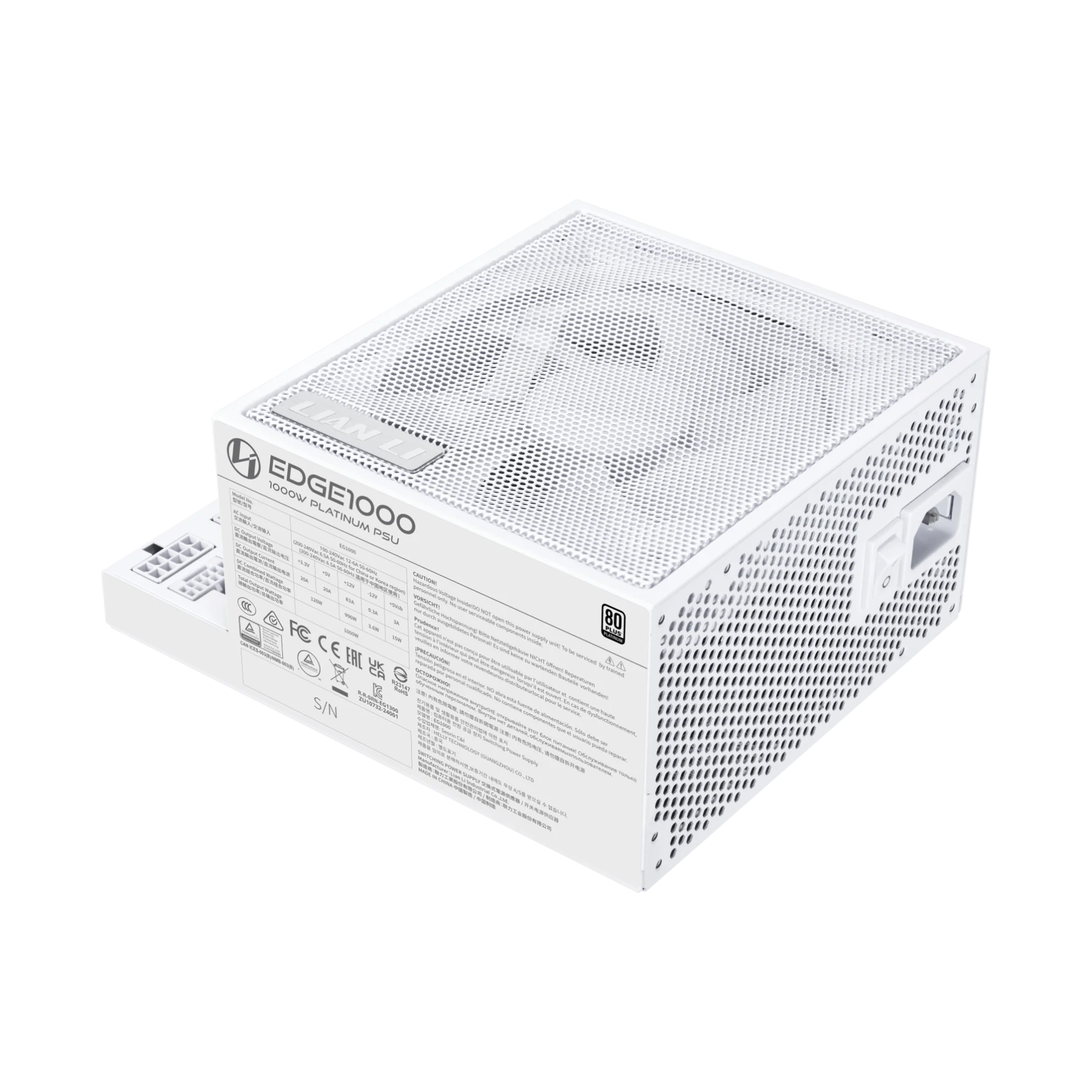 LIANLI EDGE1300W White L-Shape PSU - 1300W ATX 3.1 Power Supply