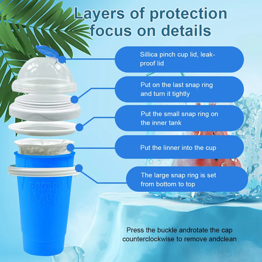 Rayshine Eco Reusable Frozen Magic Slushy Cup Tik Tok Pinch Cup Food