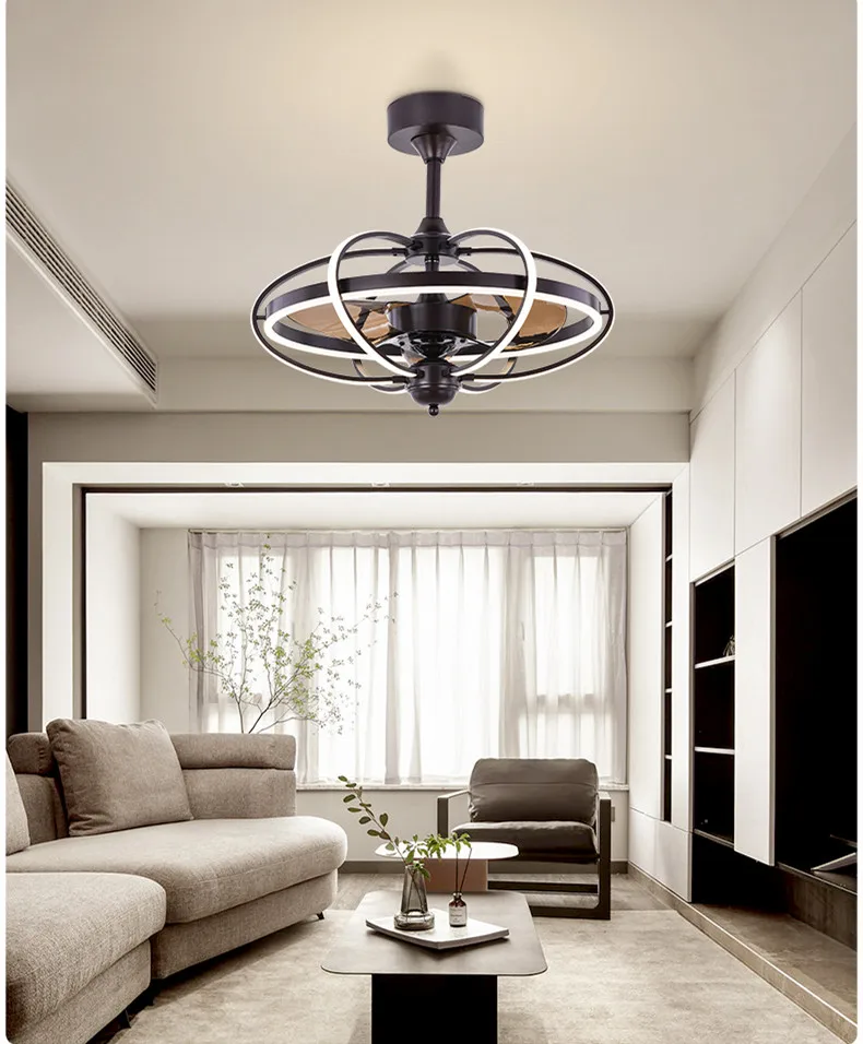 Fan Light Modern Ultra-thin Fan Light with remote control Bedroom Dining Room Led Ceiling Fan Light