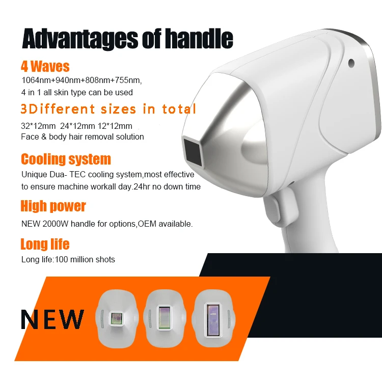 Portable Professional Desktop Laser Hair Removal Machine 755nm 808nm 940nm 1064nm High Power 1200W Beauty Equipment