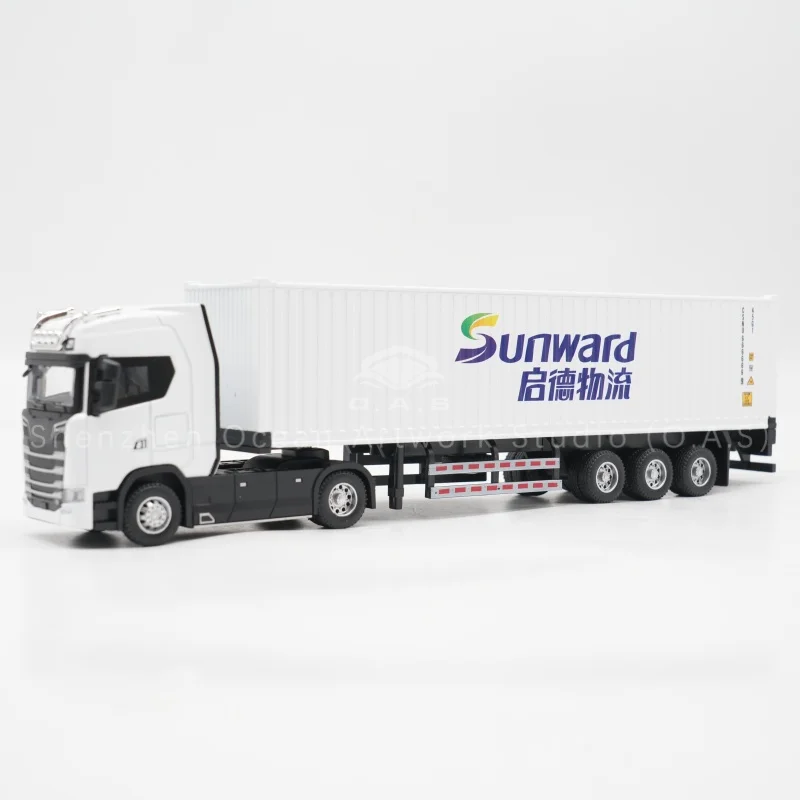 【LA】نموذج حاوية O.A.S من مصنع طرازات الشحن هدية مخصصة بمقاس 1:50 شاحنة لعبة من مادة سبائك QDWL