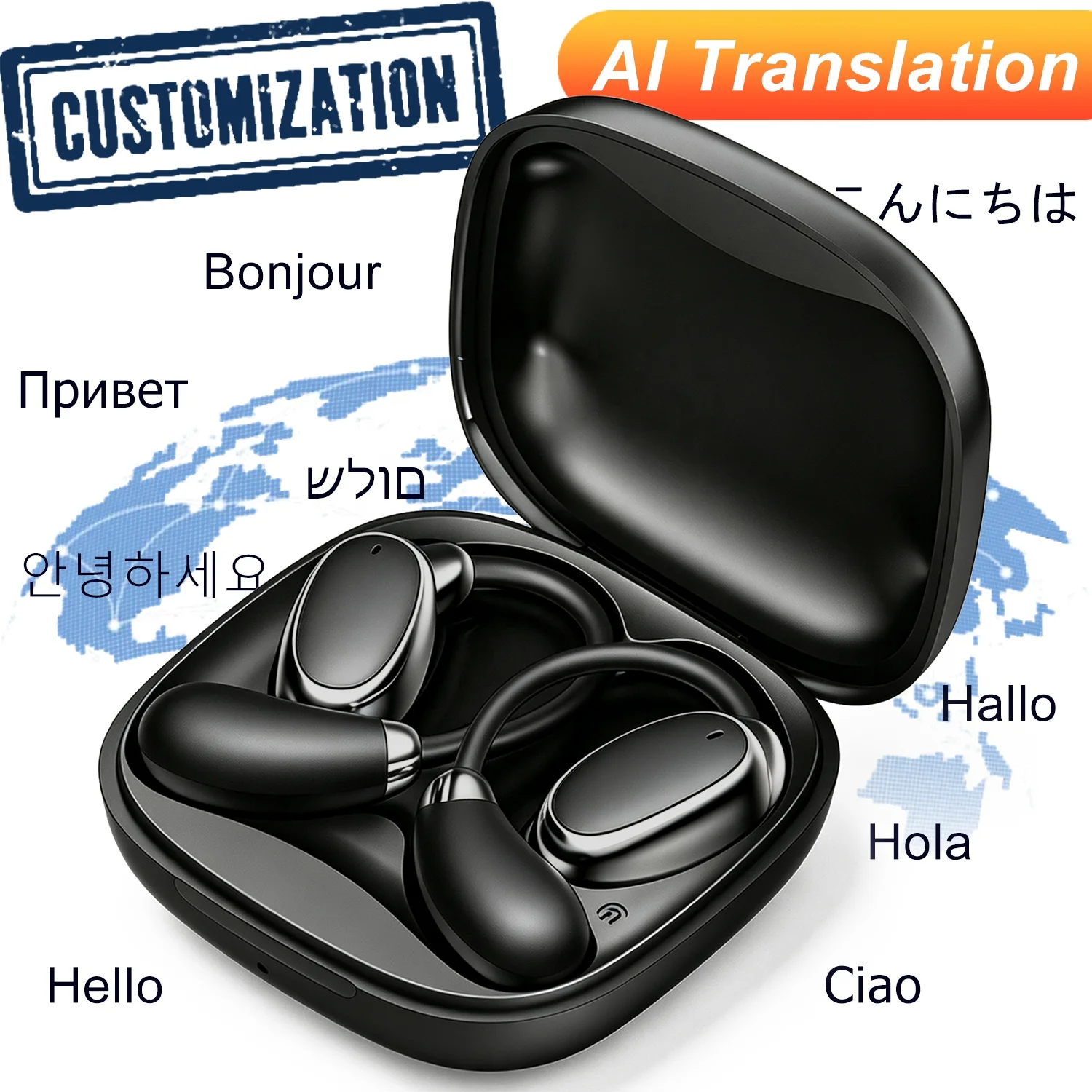Vtrans-18 OWS 3 in 1 AI Real-Time Translation Earphones