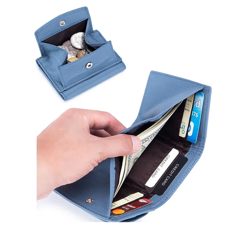 Genuine Leather Women's Multi Pockets Slim Card Holder with Coin