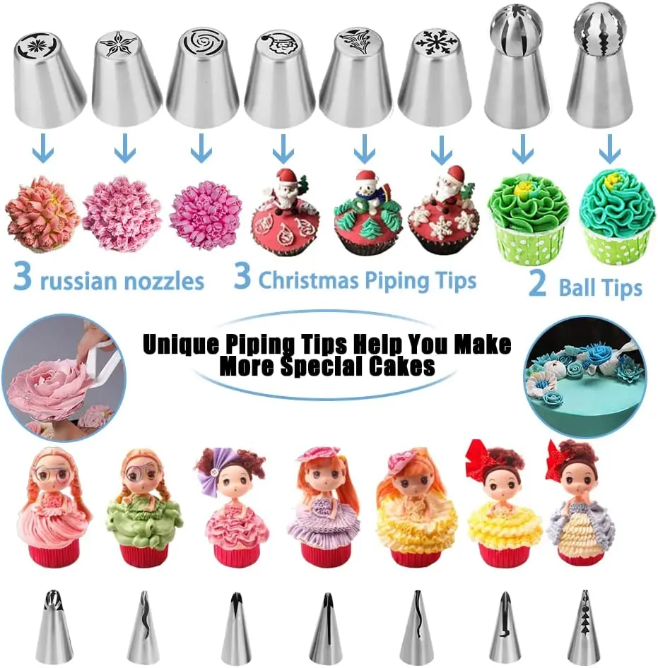 Cake Decorating Supplier Baking Pastry Tools Rotating Cake Stand Turntable Baking Knives Nozzles Baking Pastry Tools 635pcs Set