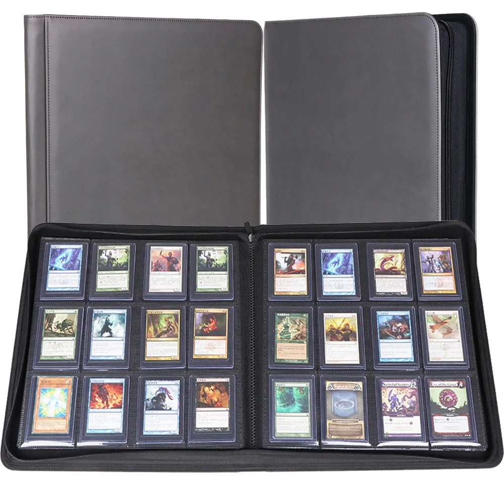 336 Pockets Leather Graded Top Trading PU Album Baseball Cards Binders  Loader 12 Pocket Trading Card Binder