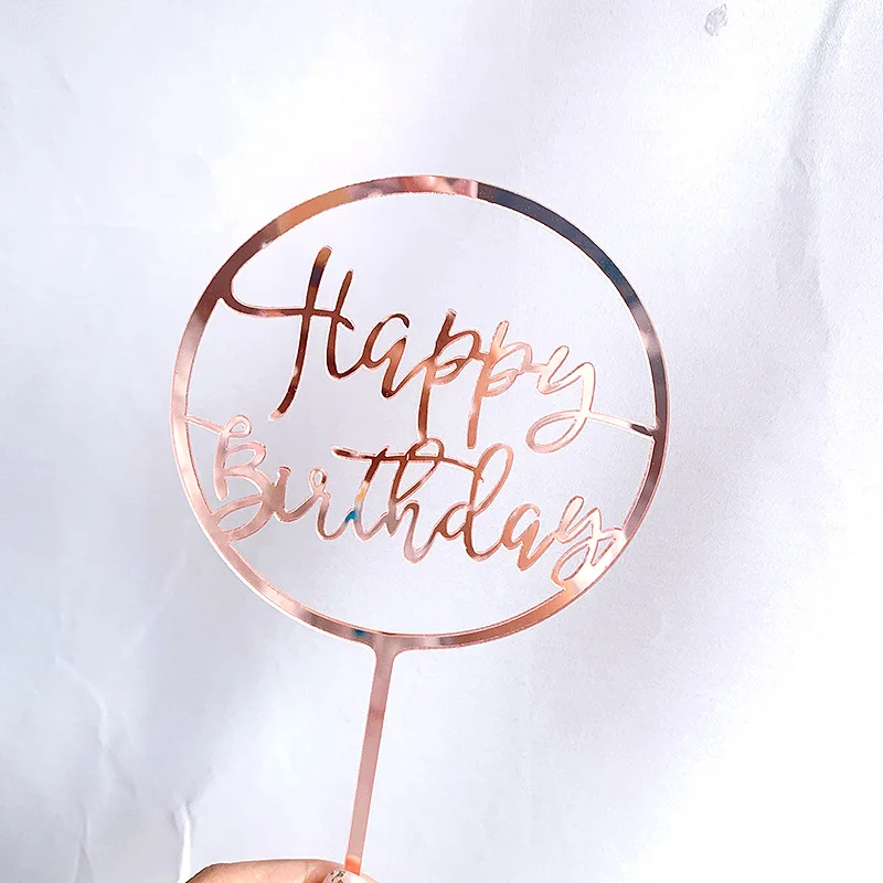Rose Gold 'Happy Birthday' Cake Topper