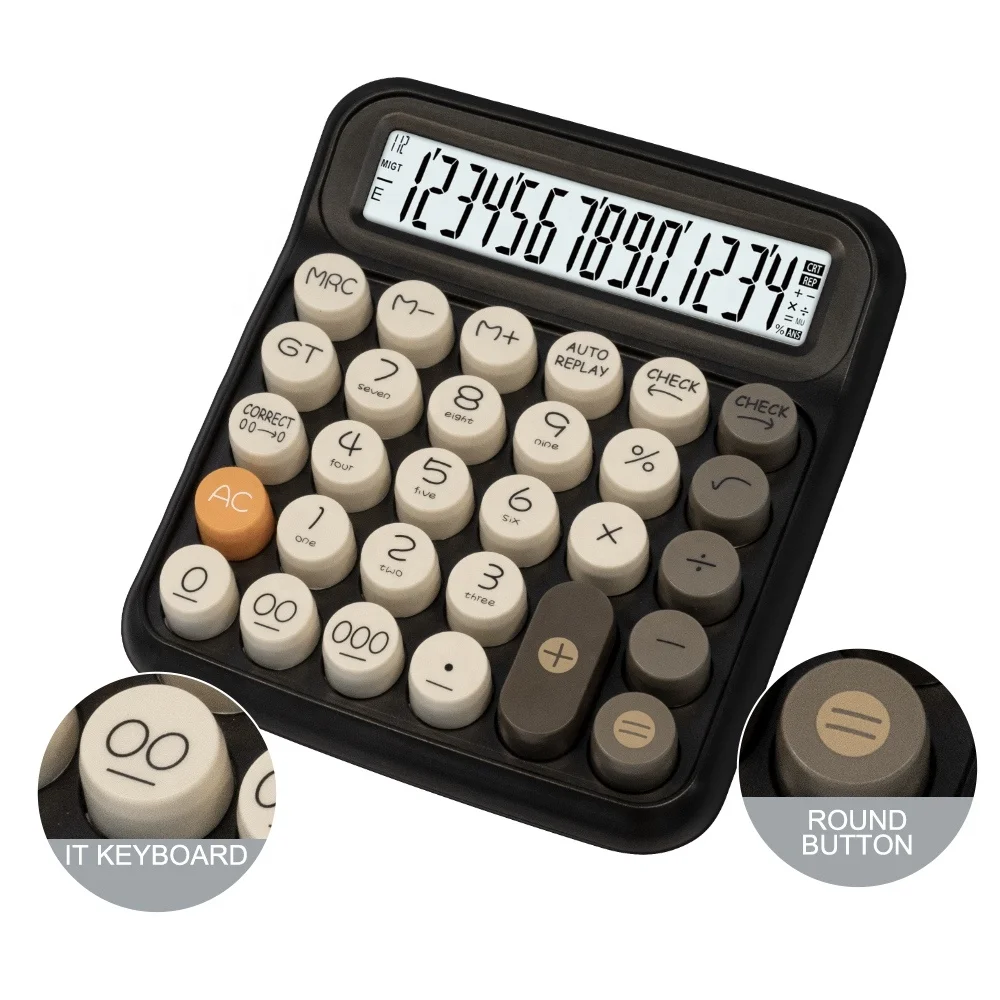 CTIFREE 14 Digit Dual Power Mechanical Calculator - Ideal for