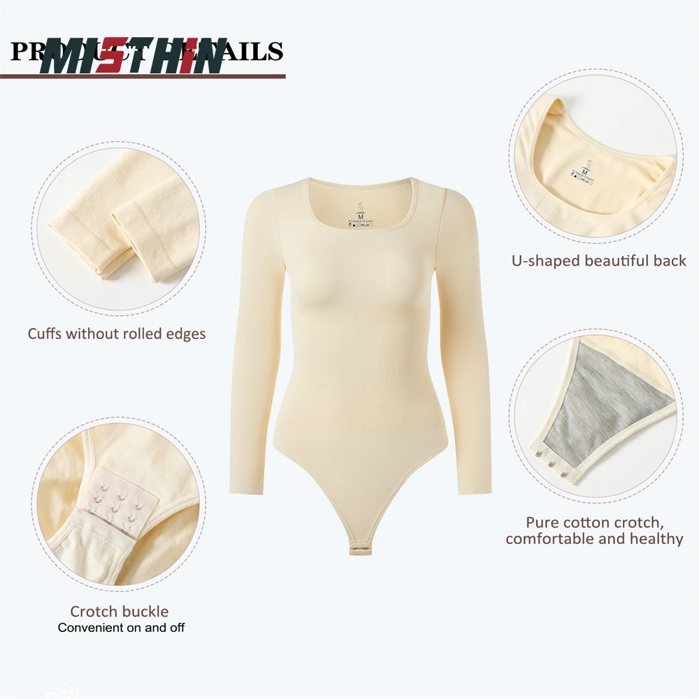 Wholesale Seamless Gym Women Long Sleeved Thong Panties Tummy Control Bodysuit Underwear Waist Trainer Shapewear Shaper supplier