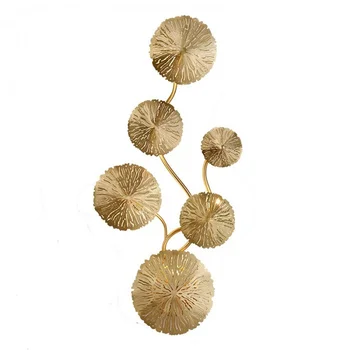 Modern Lotus Leaf Wall Lamp Brass Copper Light Home Decor Luxury Lighting Gold Round LED Wall Light for Bedroom Living room