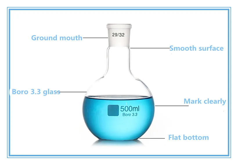 Haiju Lab High-borosilicate Boiling Flask Flat Bottom,Short Neck ...