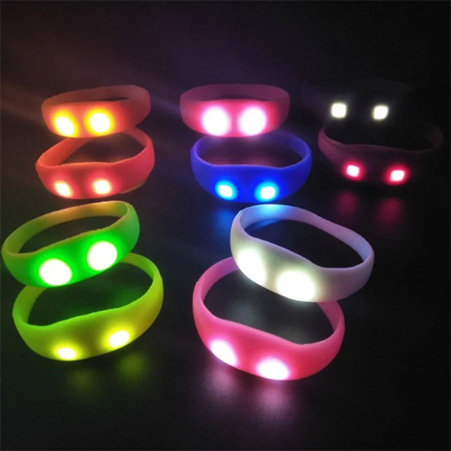 Sound Activated Flashing LED Wristband for Events Rave Party Silicone LED Bracelet for Festival by Voice Control