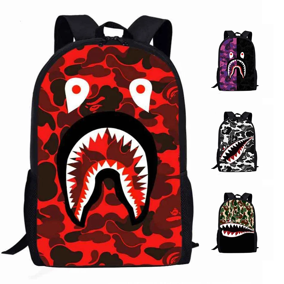 Custom Pattern Backpack Student Stylish Large Capacity Laptop Bag Elementary School Kid Backpack Trend Shark Friend Backpack