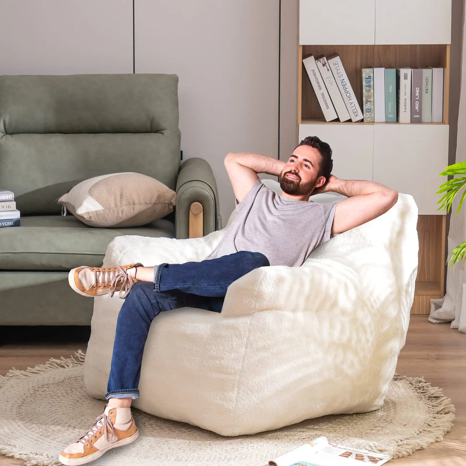 Giant Bean Bag Bed Memory Foam Big Beanbag Cozy Living Room Sofas Chairs 7ft 6ft 5ft Oversize