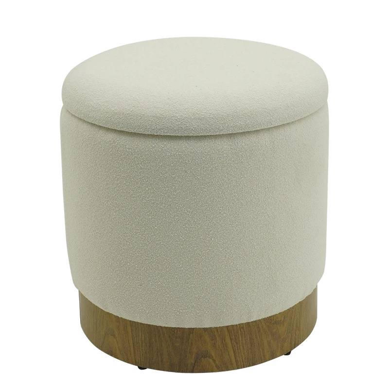 Customizable Nordic Style Single Seater Footrest and Fabric Storage Ottoman Comfortable for Dining and Hotel Use