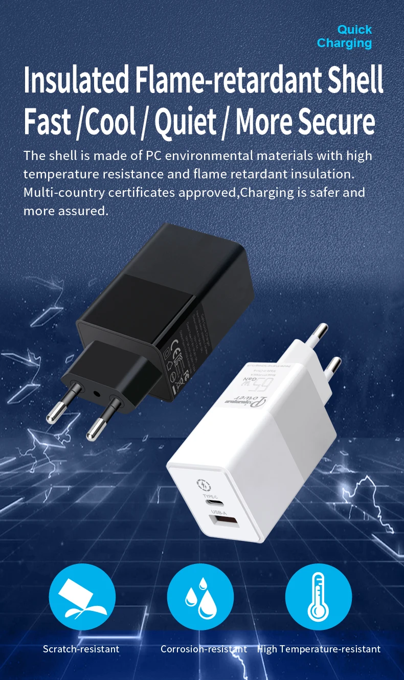 65w fast charger with gan tech eu plug for xiaomi mi 65w eu wall charger pps gan for apple android