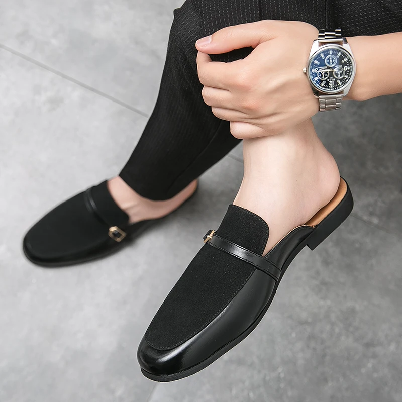 Fashion Formal Shoes Mens Half Shoes Casual Loafers Sandals Black