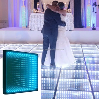 50*50*7CM portable panel tile toughened glass light up 3d led dance floor mirror video stage light up wedding party magnetic