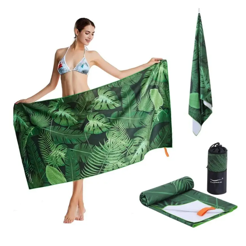 Quick Dry Custom Sublimation Printed Suede Microfiber Print Recycled Sand Free Beach Towel With Logo