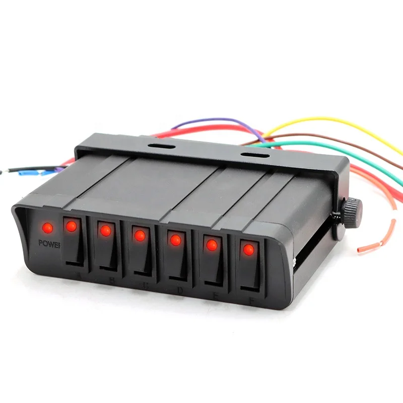 6 Gang Rocker Switch Box SPST Toggle Switch Panel 12V 24V