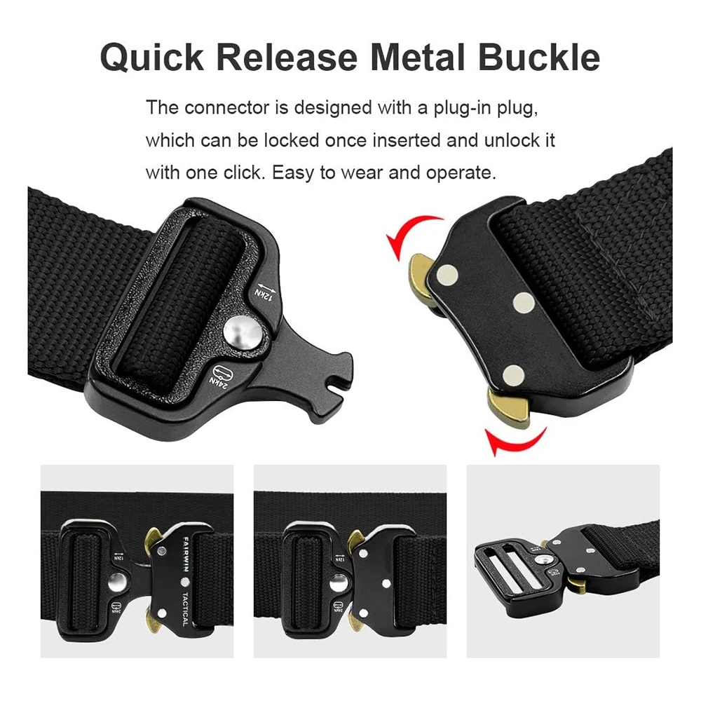 Fashionable Training Durable Men Nylon Webbing Utility Belt with V-ring Heavy Duty Quick-Release Buckle Tactical Rigger Belt