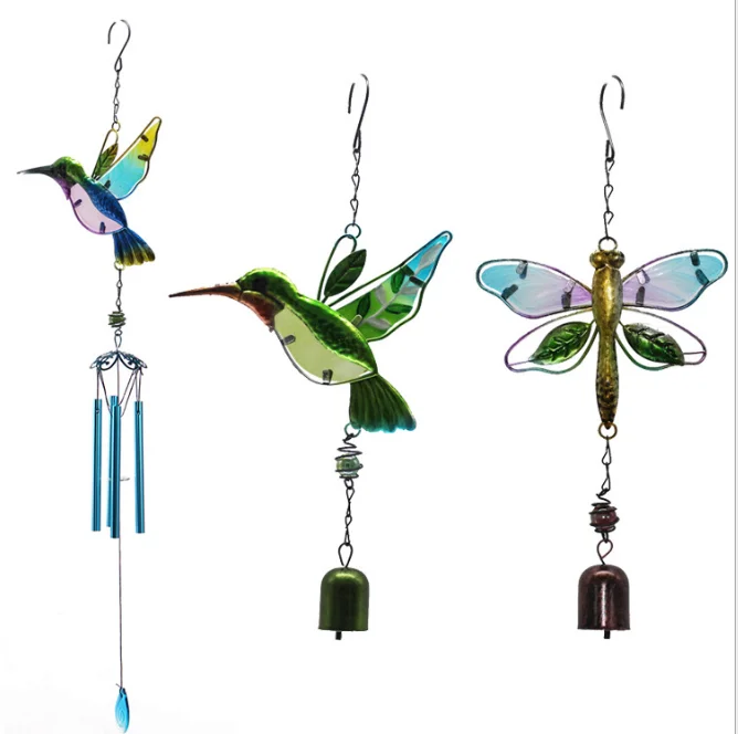 Metal Bird Hanging Wind Chime with Bell Metal Wind Chime Outdoor Medium Wall Hanging Iron Craft Wind Chime for Home Garden