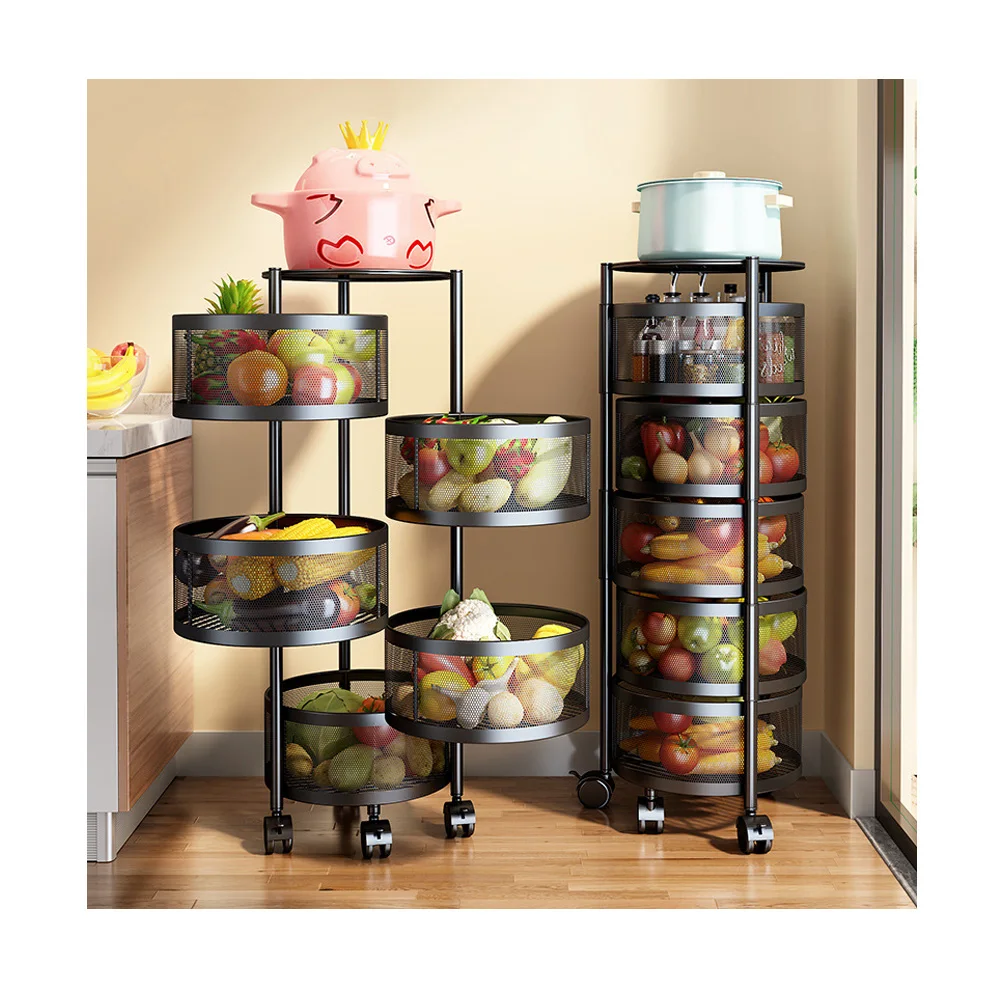 Kitchen Storage Rack-Rotating Vegetable Rack Multi-Layer Household Storage  Shelf