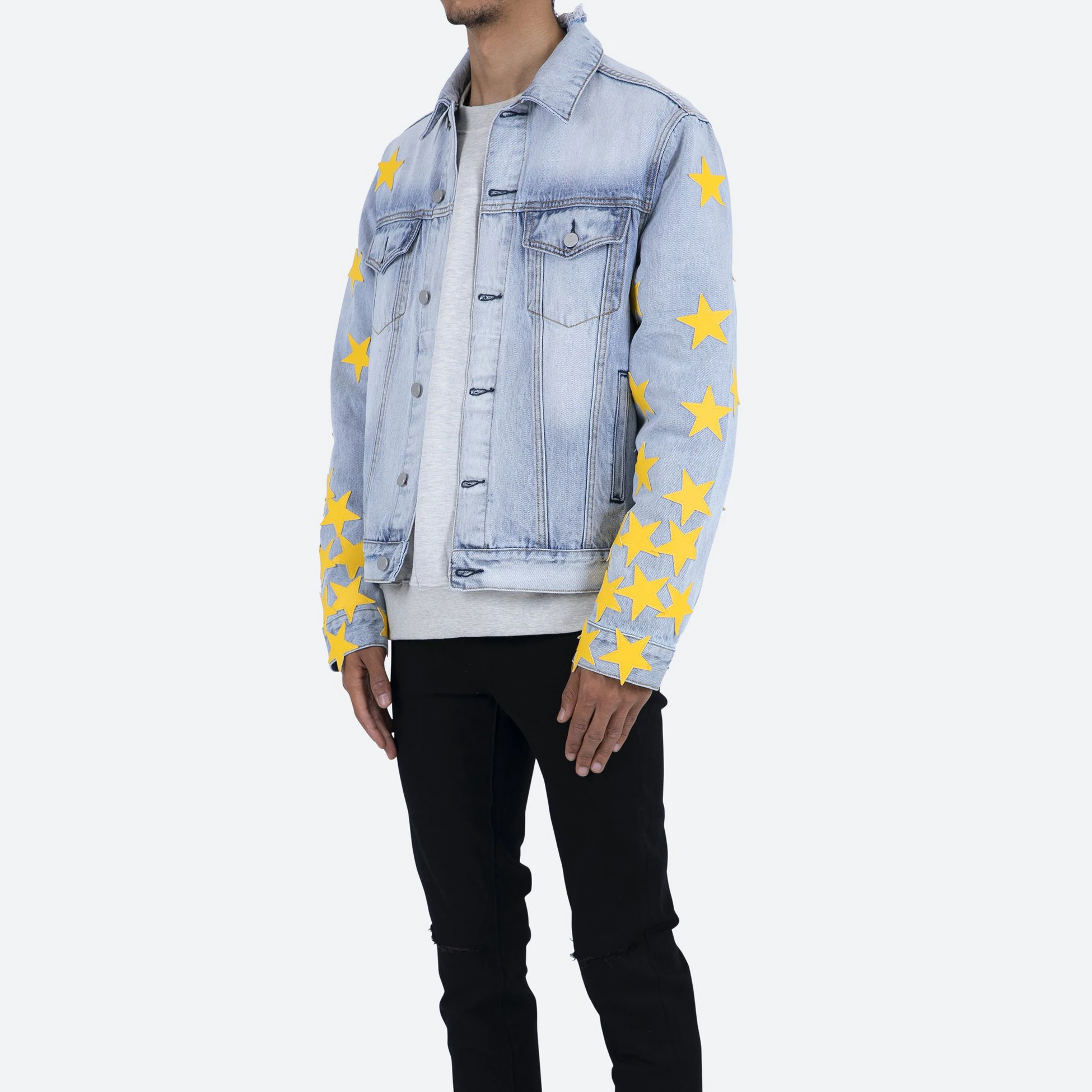 DiZNEW Customized payment Star sticker Wash water Men's denim jacket Loose jacket factory