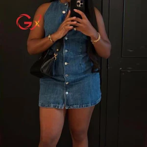 GX7092 Fashion 2026 Women's Clothing Boutique O-Neck Sleeveless Jeans Mini Dress Elegant Causal Denim Dresses