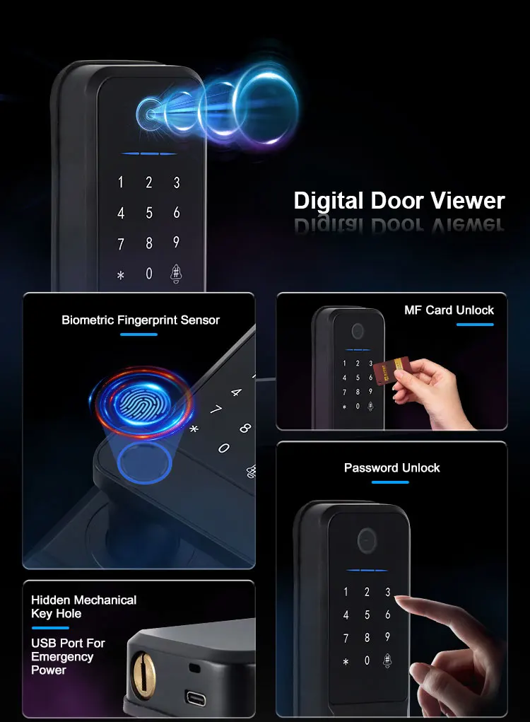 Tuya Appcontrolled Door Lock Smart Key Card Biometric Fingerprint