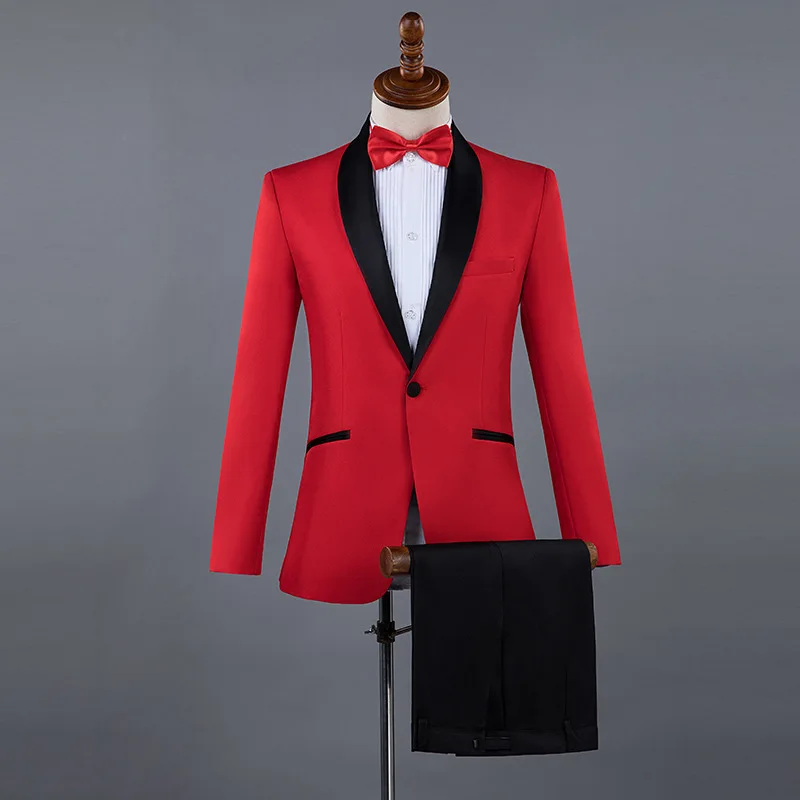 Elegant 2 Piece Suit Tuxedo Pink Men's Costumes New Fashion Host Emcee ...