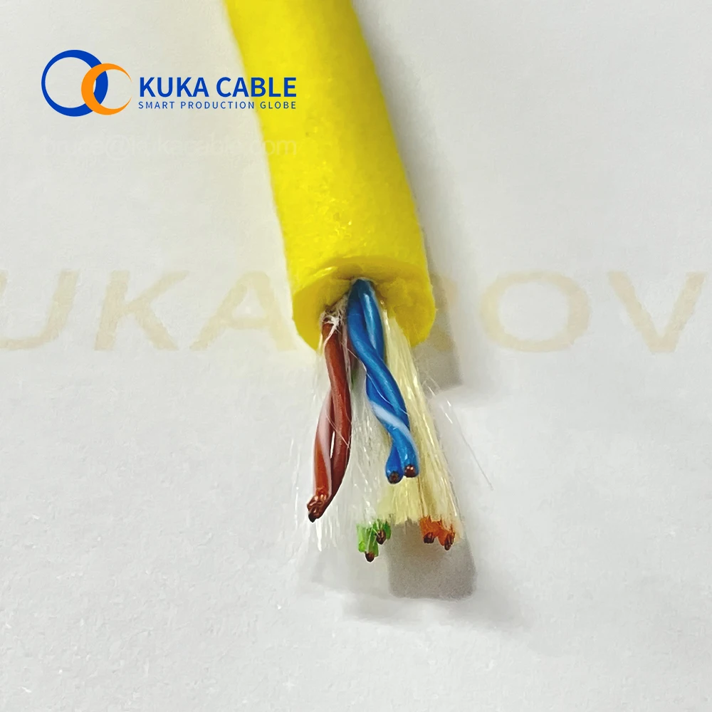 4x2x26AWG Tether Cable Ethernet 4 Pair Cable Rov Data Tethered Drone Power  System 4 Twisted Pair fathom Yellow PUR Sheath