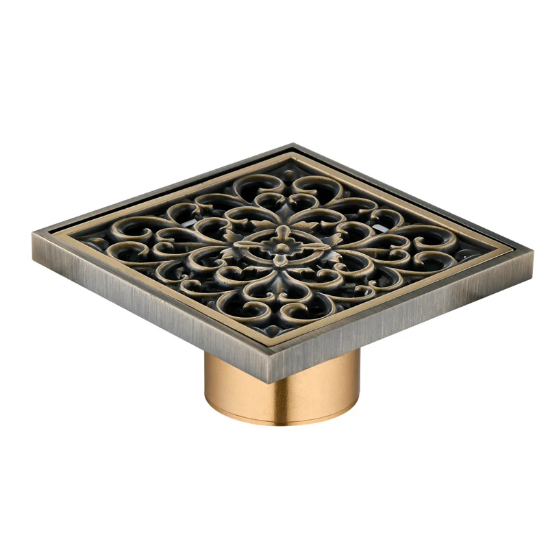 source 仿古地漏黄铜地漏淋浴地漏带花黄铜饰面 on m.alibaba.com