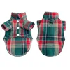 Green and red plaid shirt with D-button