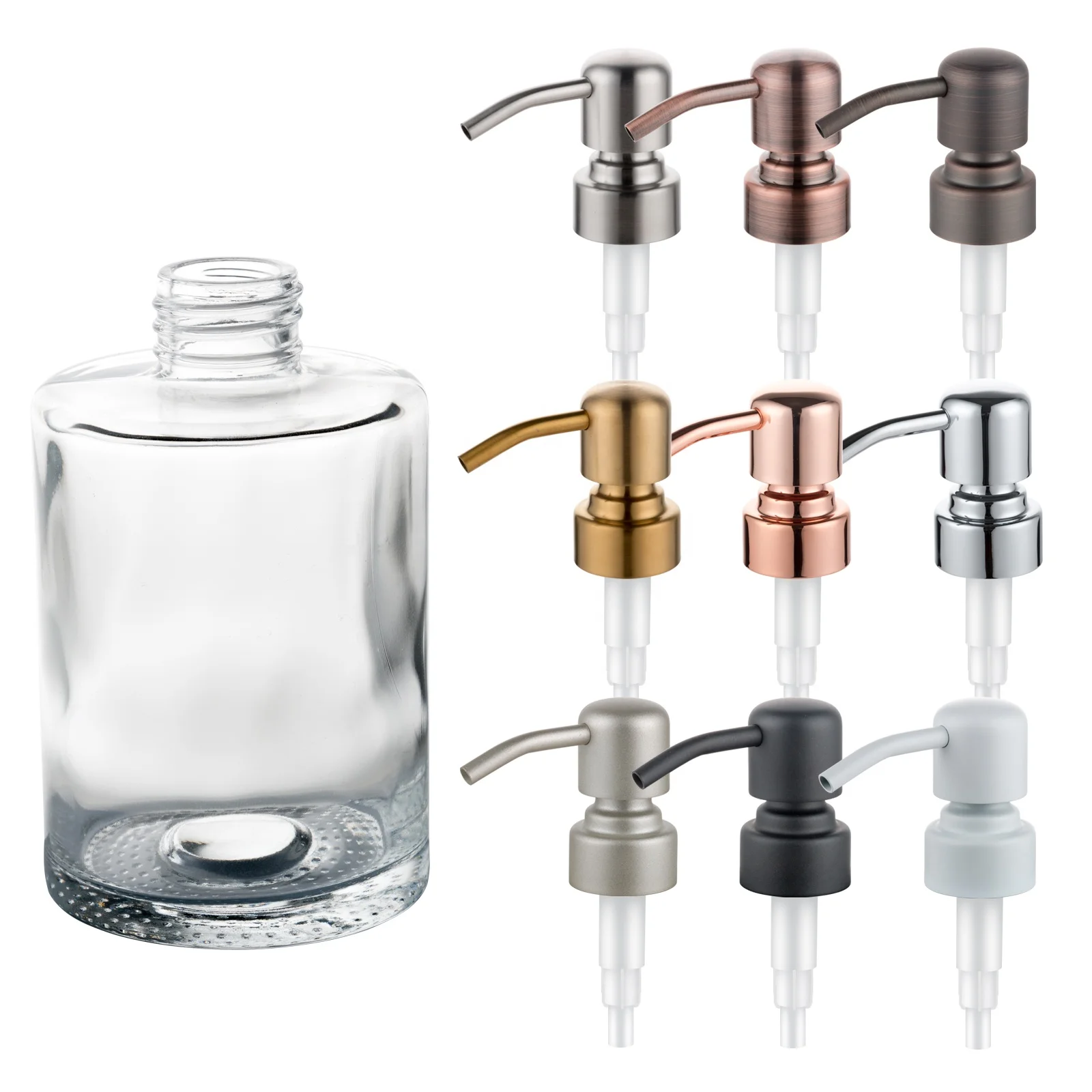 OEM Factory Accepts Frosted Clear Glass Soap Foam Pump Bottles Empty Cap and Bamboo Sealed Bottles with Pump Sprayer