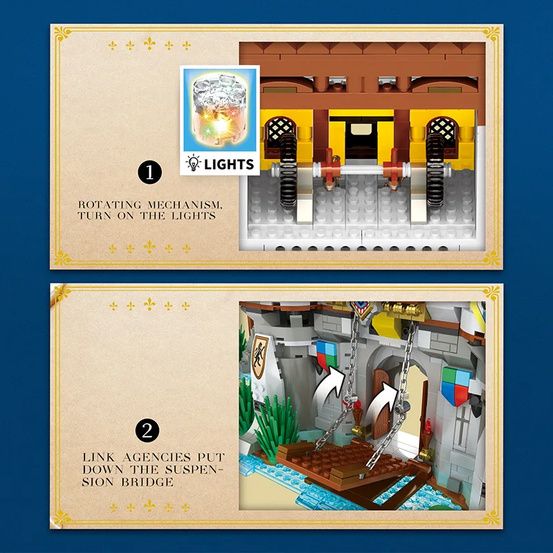 liangjun 66006 The European Century Medieval Golden Lion Castle 66006 MOC House Model Building Blocks Brick Set