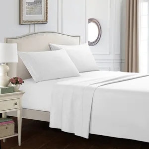 100% Microfiber Percale  Flat Sheet & Pillowcase Set Soft Polyester Embroidery Bedding Linen for Hotels & Hospitals