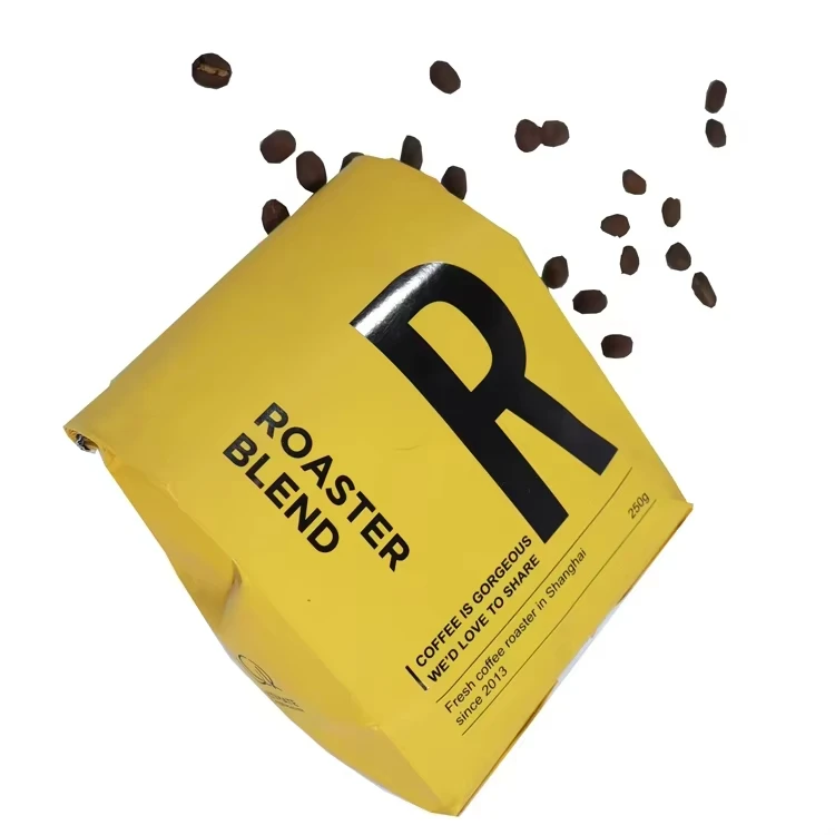 Custom Branded Zipper Lock Food Grade Material Coffee Packaging Printing Paper Set Bag with Valve