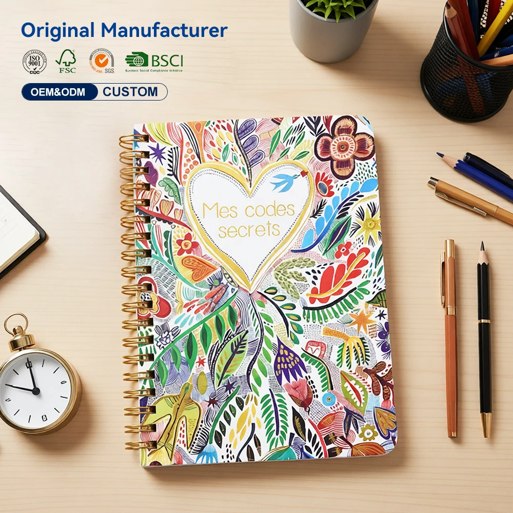 Customized School Student Exercise Book High Quality Personalised Coil Notebooks Spiral Journal Printing