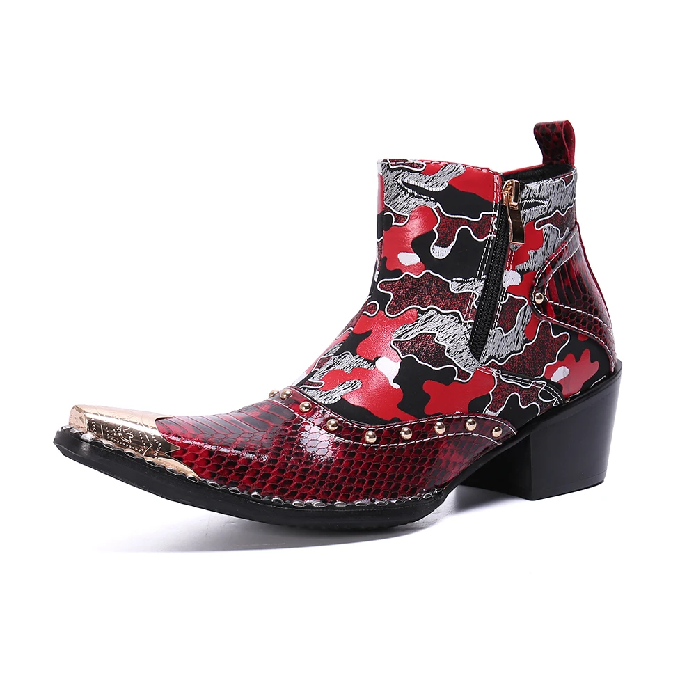 NA282-Botas de cuero Retro para hombre, botines con cremallera