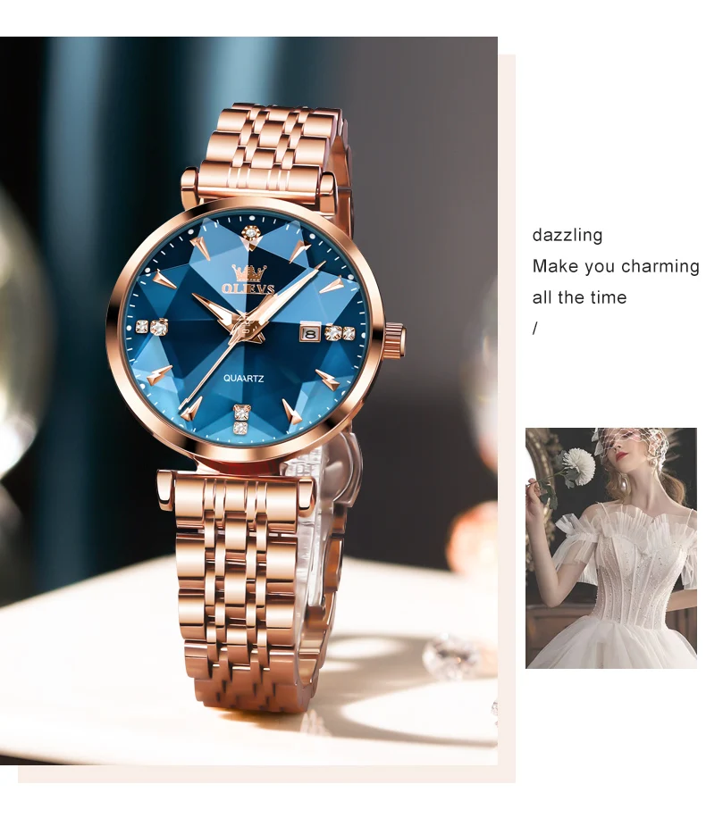 OLEVS 5536 Fashion Elegant Fancy Famous Designer Waterproof Stainless Steel Female Wrist Luxury Brand Ladies Quartz Women Watch