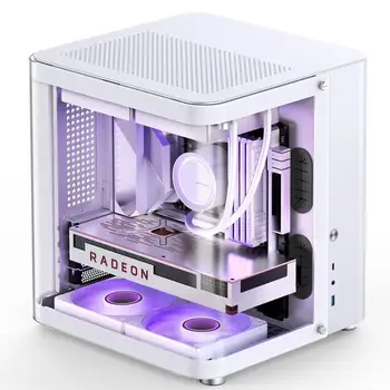 Good Quality JONSBO TK-1 White Micro ATX Mini Tower Computer CASE Hyperboloid Glass Design Desktop PC Case