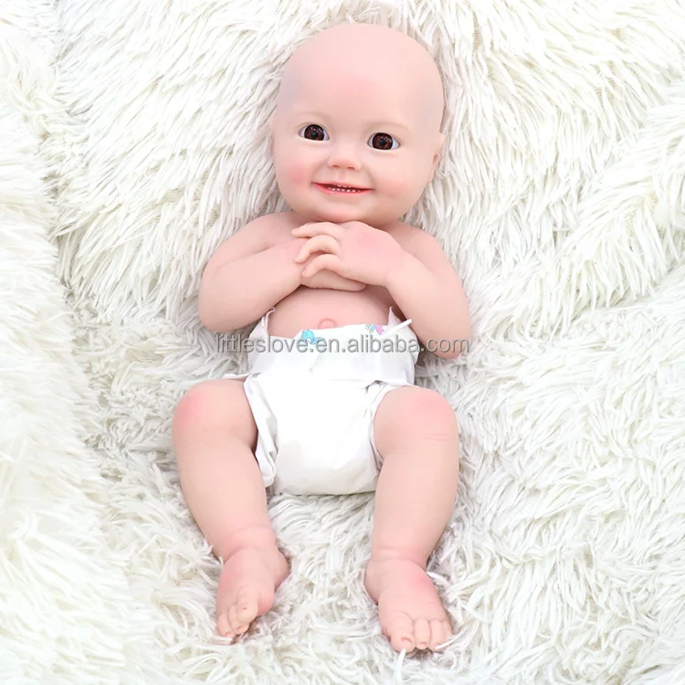 33CM Full Body Solid Silicone Girl Baby Reborn Doll Painted Real