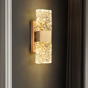 Luxury Water Pattern Models LED Crystal Wall Lamp Warm Glow for Bedroom & Living Room for Bedside & Background Glass Wall