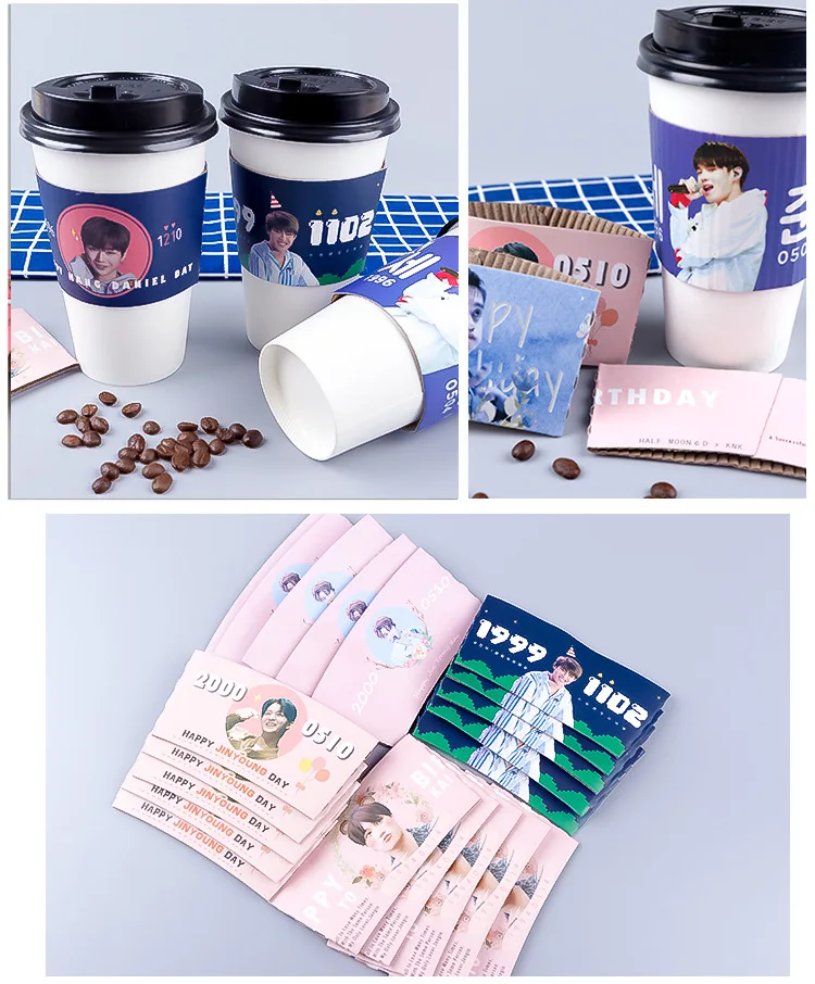 Ownfolk 2022 New Design Hot Paper Cup Sleeve Custom Logo Coffee Cup Sleeve Custom Kpop Cup