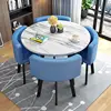 Tavolo rotondo in marmo + sedia blu
