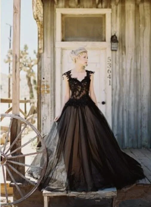 NE234 Vintage Black Wedding Dresses - Sweetheart A-line NE234 Vintage Black Wedding Dresses - Sweetheart A-line