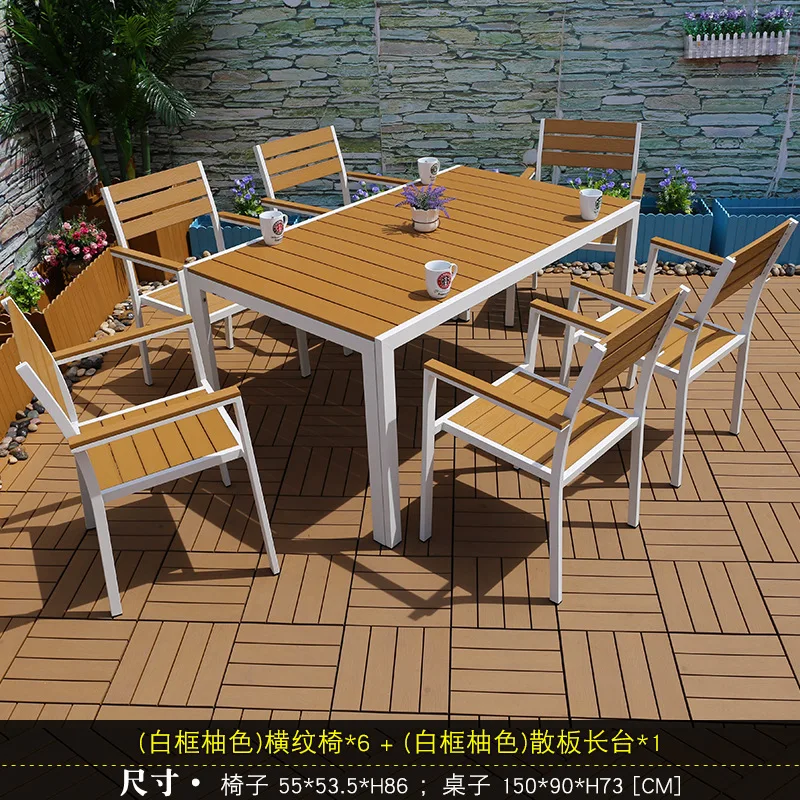 Outdoor Plastic Wood Tables And Chairs Outdoor Furniture Bar Leisure