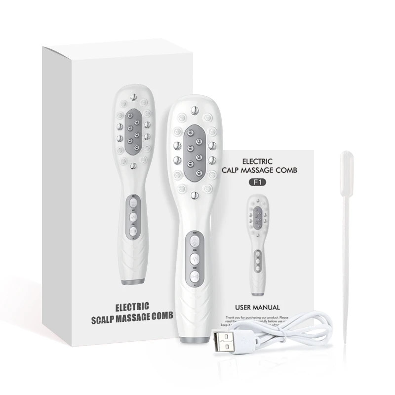 2025 Red and Blue LED Light Growth Comb for Hair Serum Leading-in and Scalp Vibrating Massage Applicator
